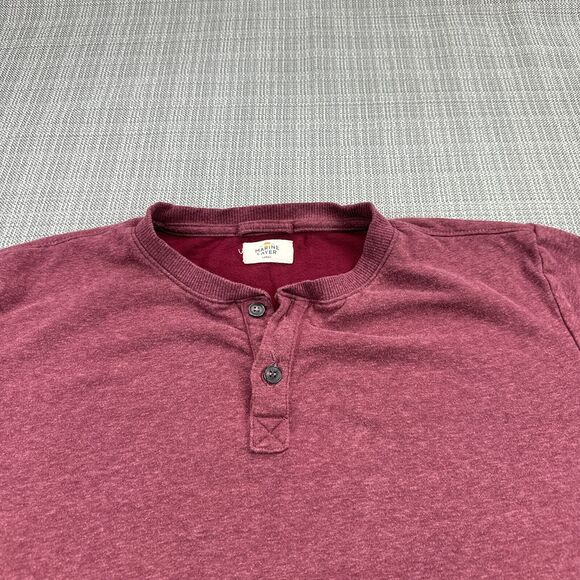 Marine Layer Henley Shirt Mens Large Burgundy Long Sleeve Comfort Rayon Blend - Picture 3 of 8